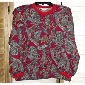 Vintage Jones New York Sweater Size Small Merino Wool Paisley Print Boho